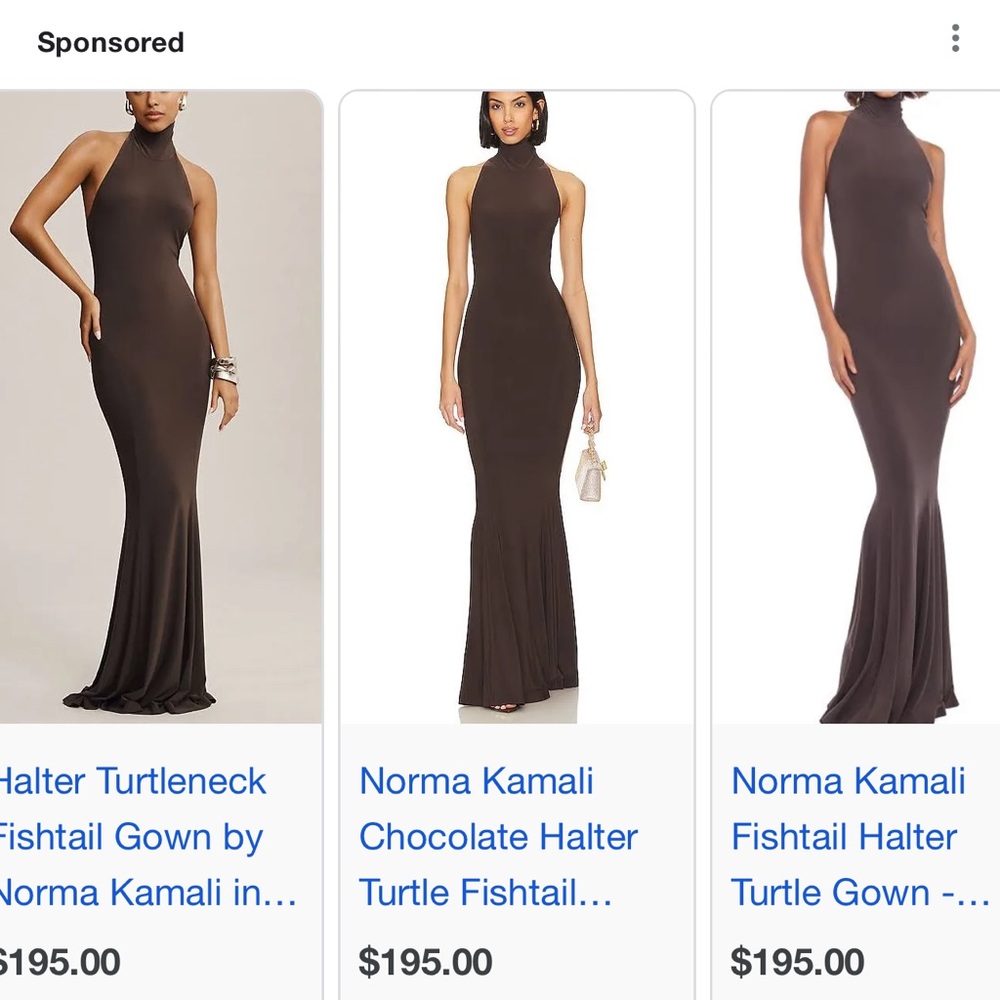 Norma Kamali halter fishtail gown
